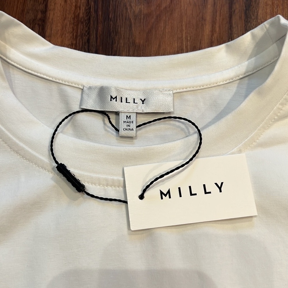 Milly Monica Jersey Poplin Combo Tee - Picture 11 of 14
